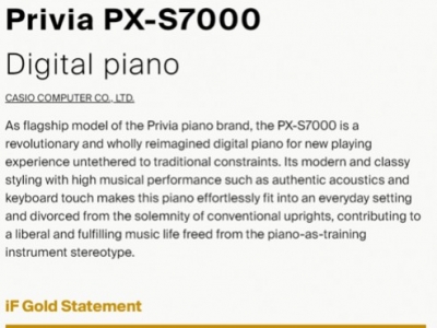 Casio PX-7000 wins prestigious “Golden IF award”